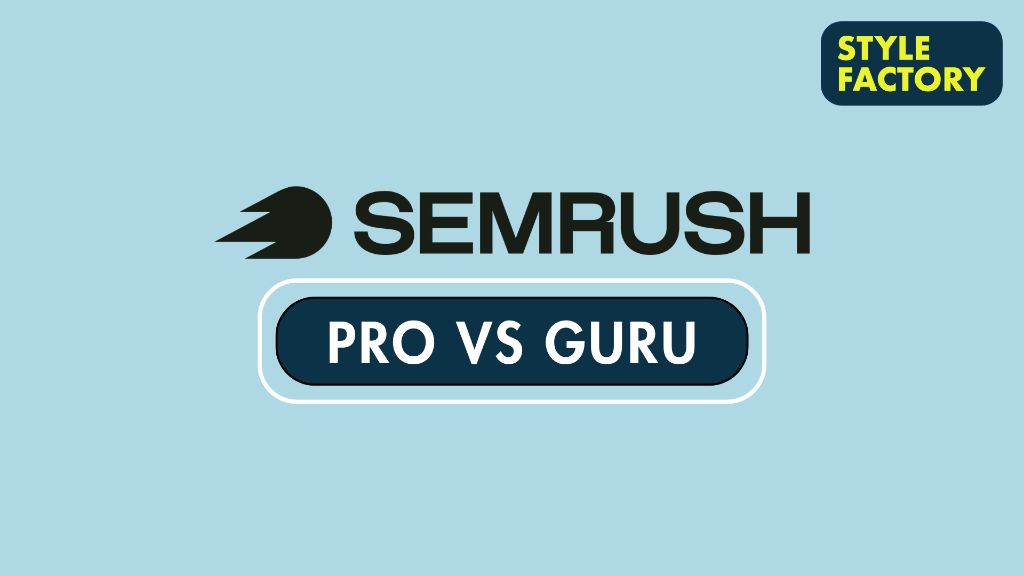 Semrush Pro vs Guru — the Semrush logo with a 'Pro vs Guru' label underneath