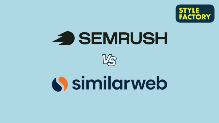 Semrush vs Similarweb — the two logos against a light blue background.