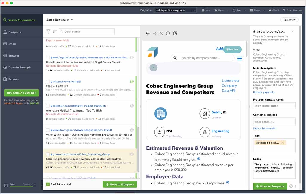 Conducting backlink building with SEO PowerSuite's 'LinkAssistant' tool