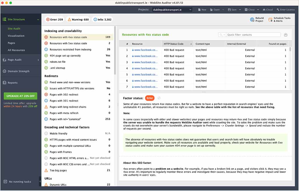 SEO PowerSuite's 'Website Auditor' module