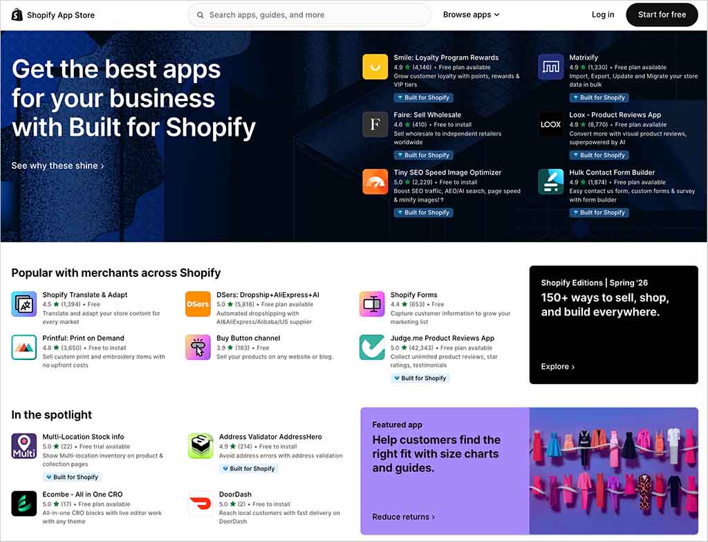 Shopify app store