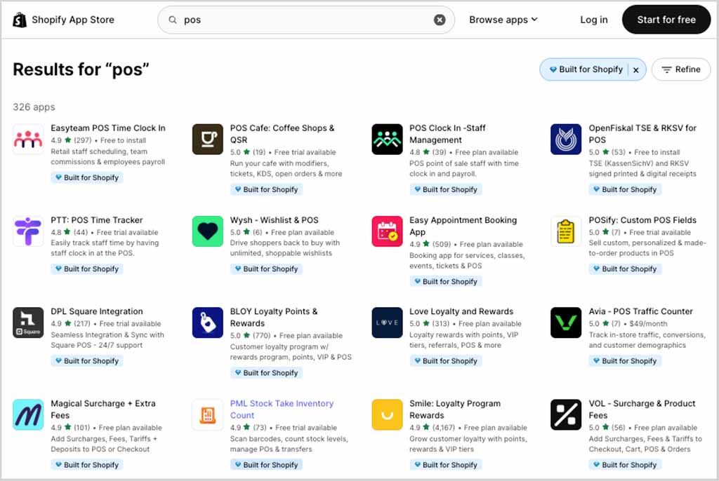 POS apps in the Shopify app store