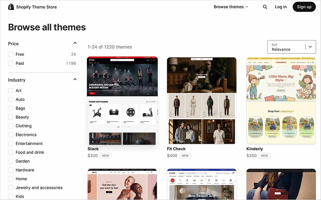 The Shopify theme store