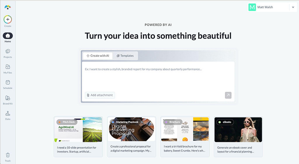 The Visme dashboard