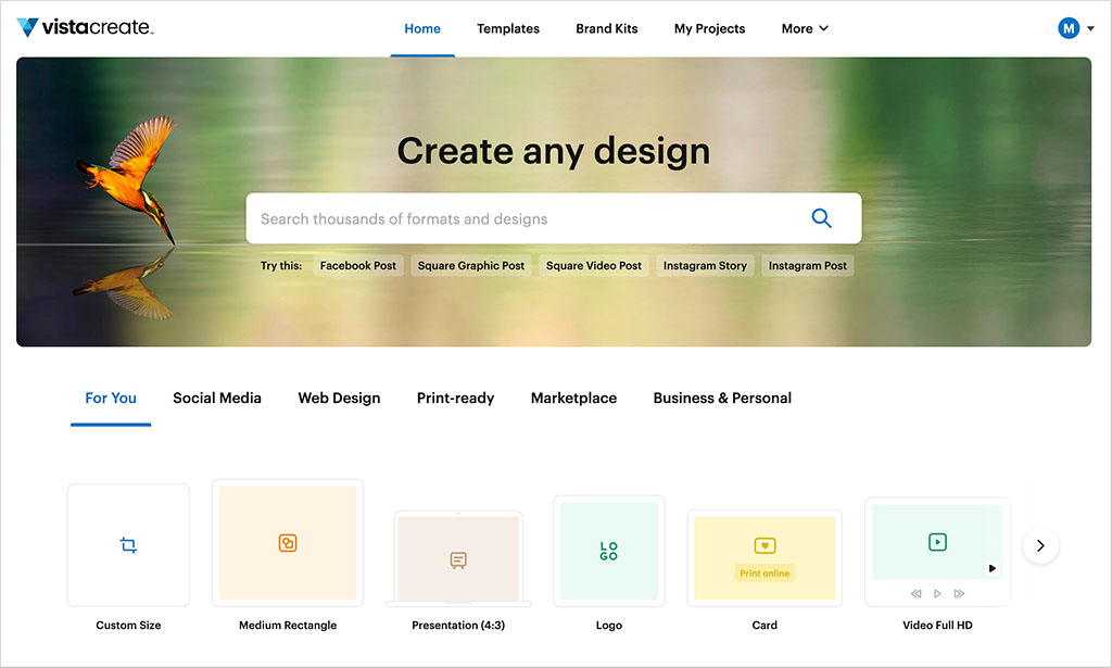 VistaCreate dashboard.