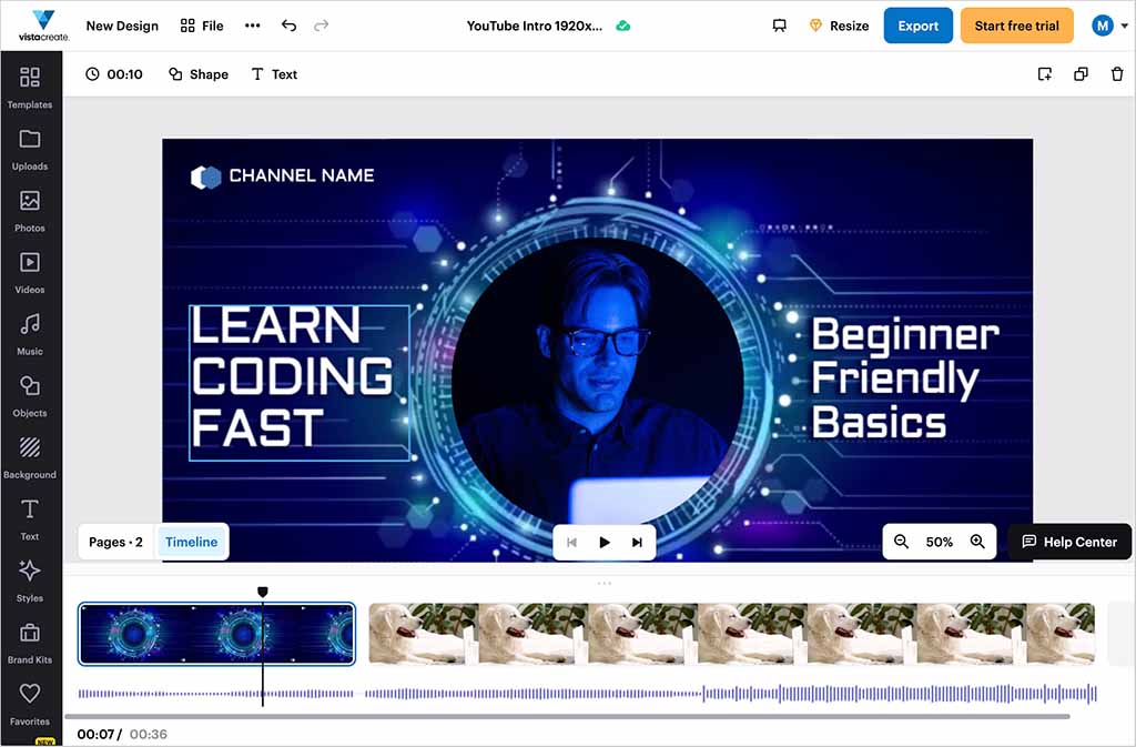 VistaCreate's video editor.