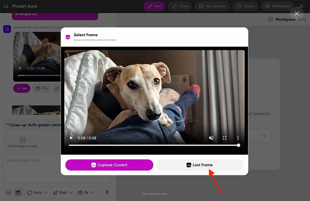 Picsart's "Aura" feature in use