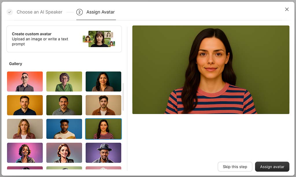 Choosing an AI avatar