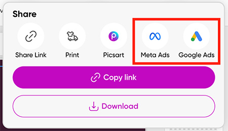 Ad platform integrations in Picsart
