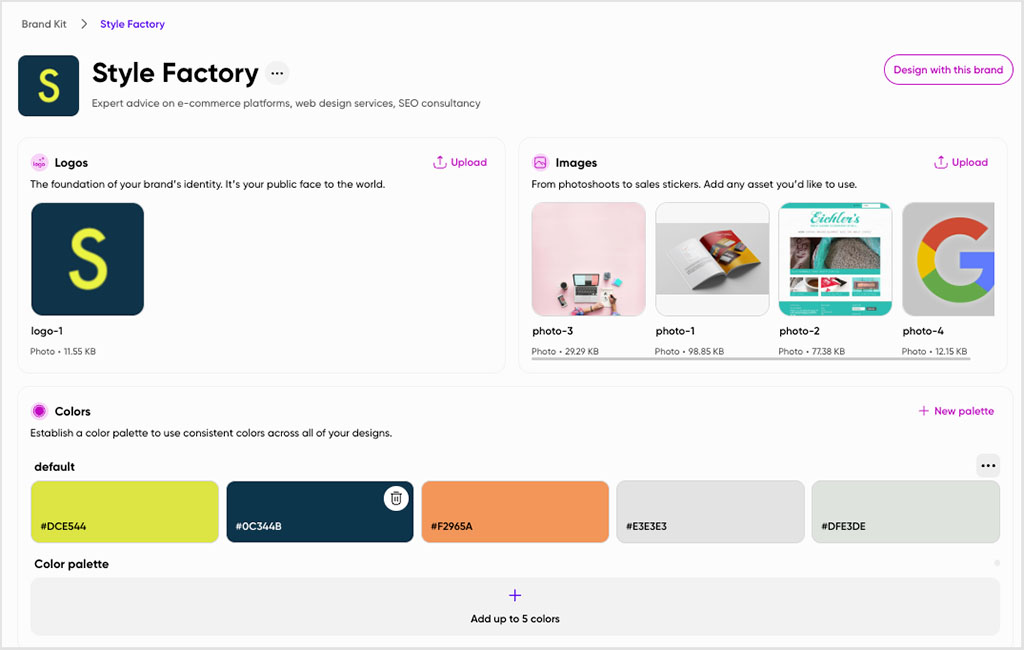 Picsart's brand kit feature