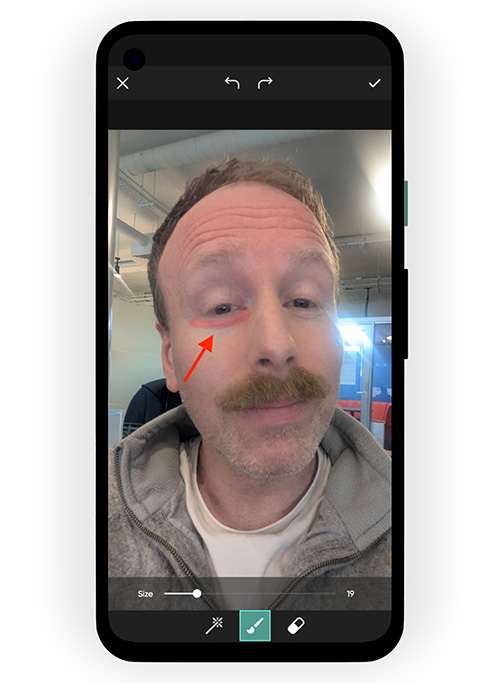 Using Picsart's face retouching tools