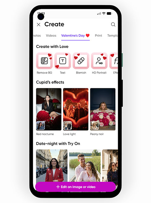 Seasonal suggestions in the Picsart mobile app