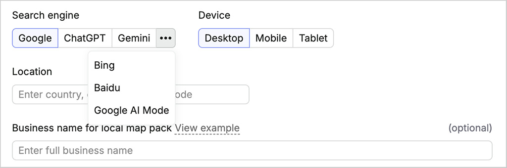 Setting up position tracking in Semrush