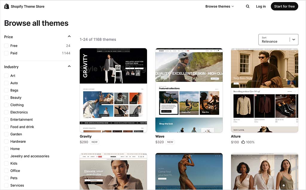 The Shopify theme store.