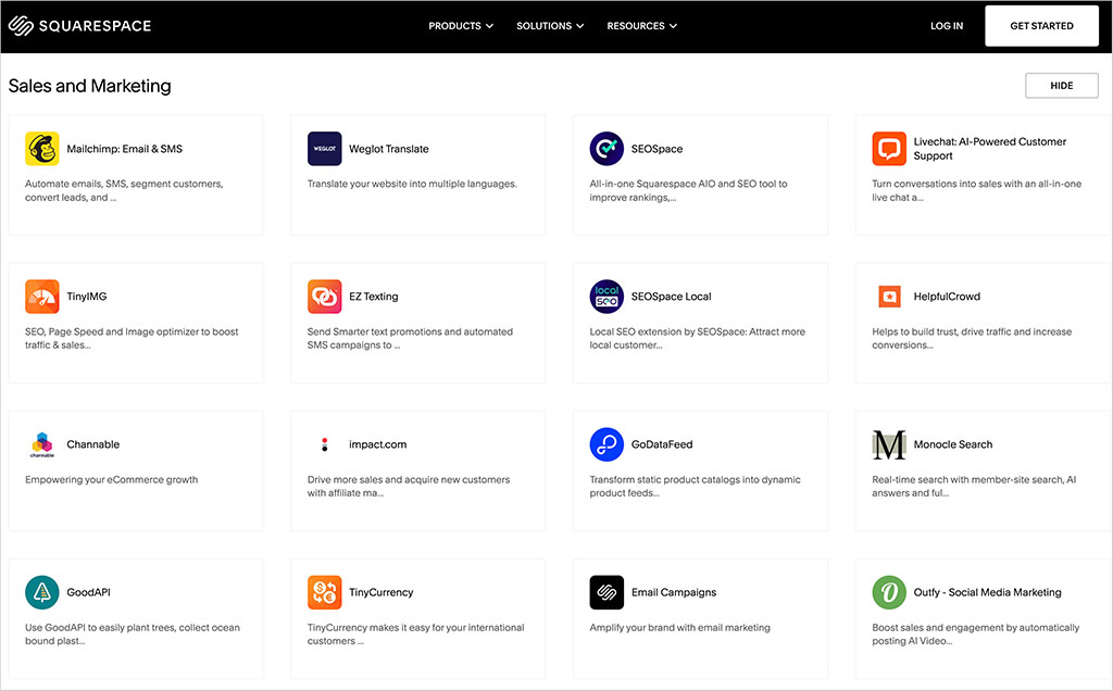 Squarespace extensions