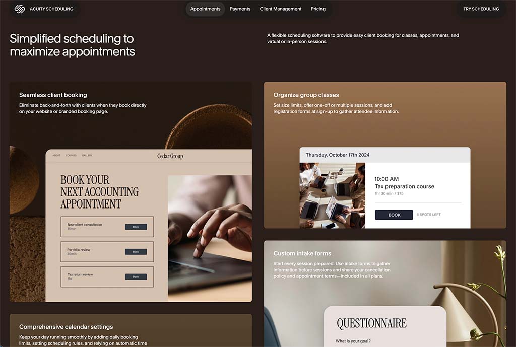 The Squarespace Scheduling feature