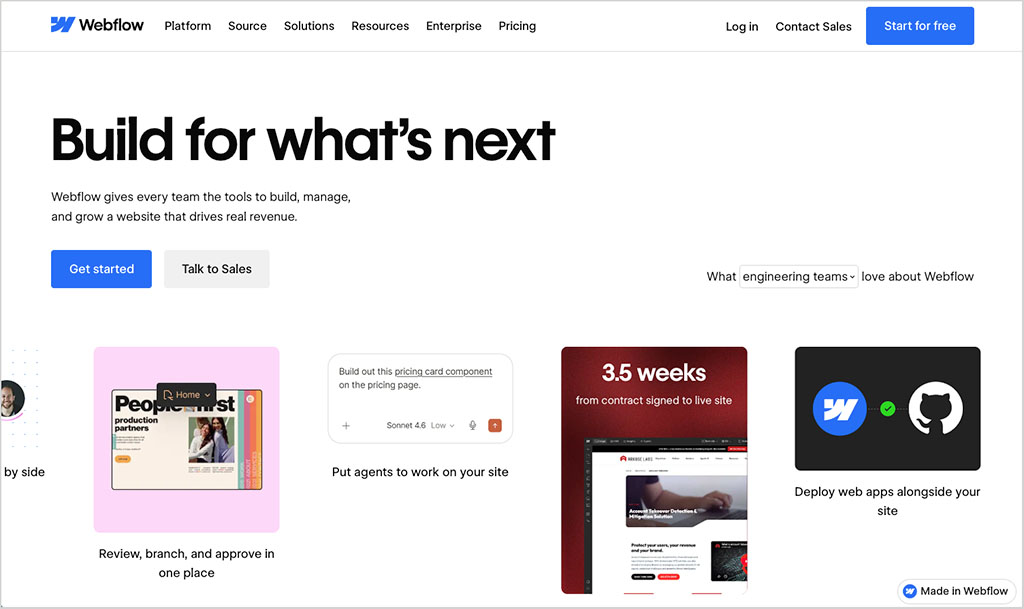 Webflow home page