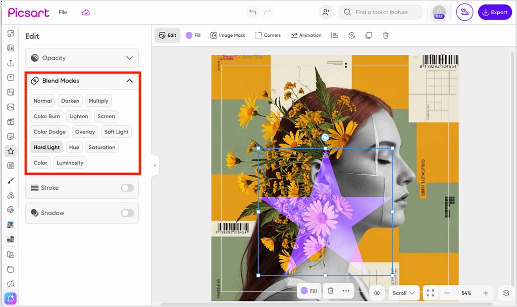 Working with blend modes in Picsart