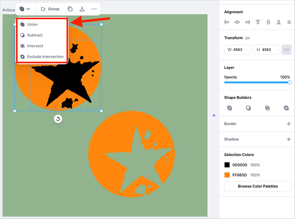 Using Kittl's 'Shape Builder' tool