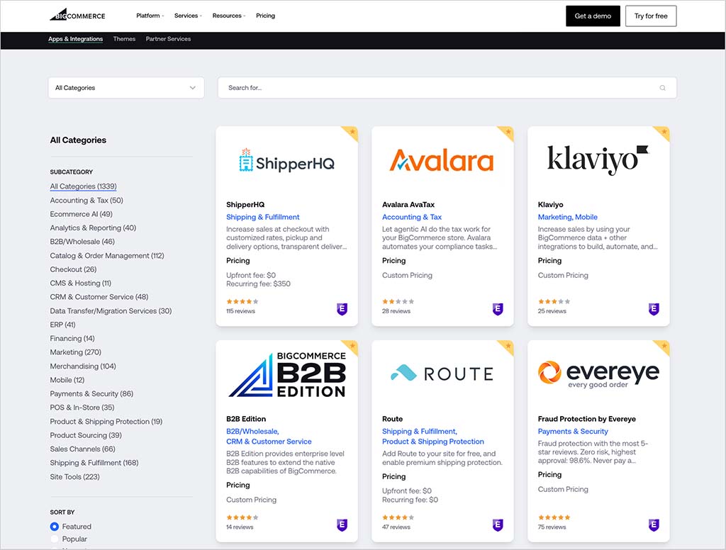 BigCommerce's app store