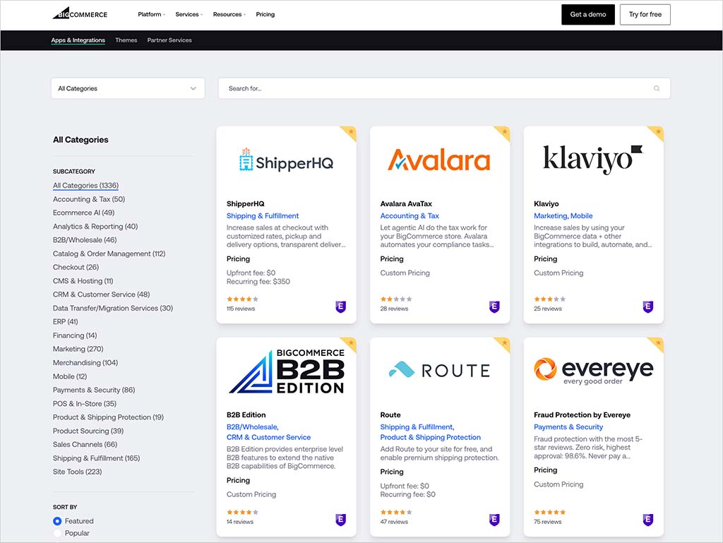 The BigCommerce app marketplace