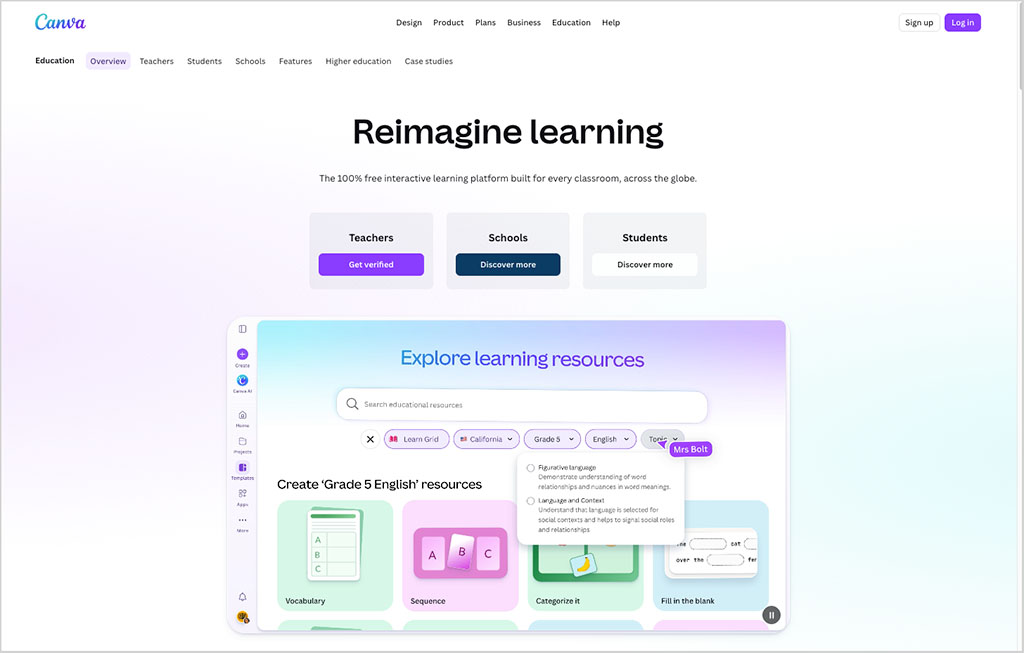 'Canva for education'.