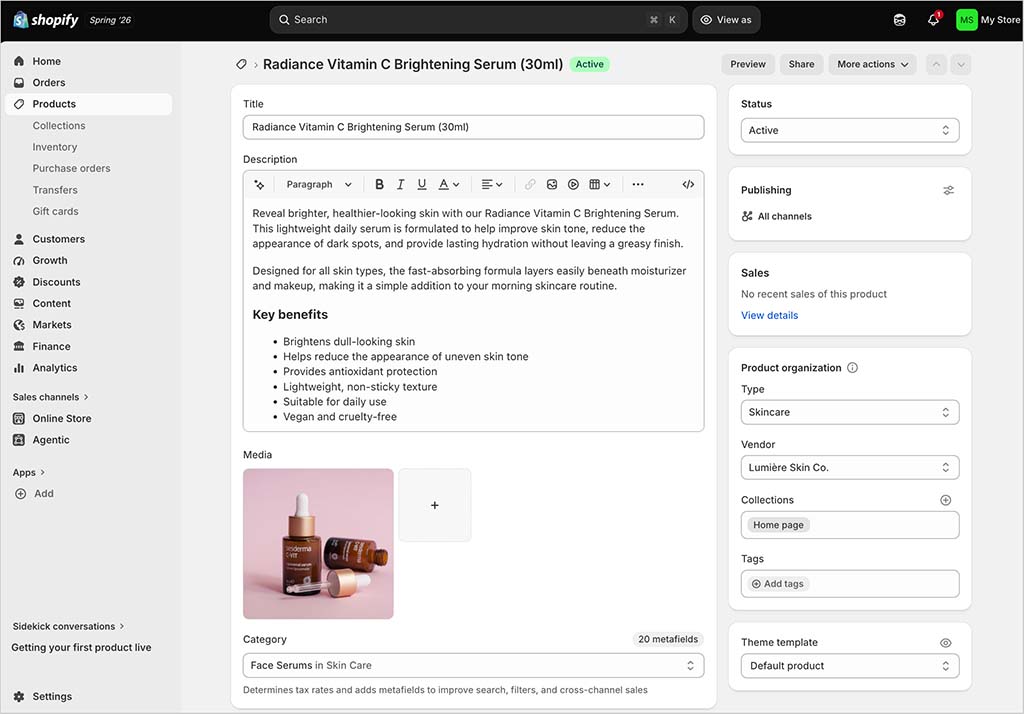 The Shopify content management system