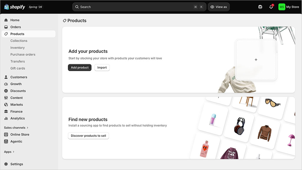 Shopify's dashboard