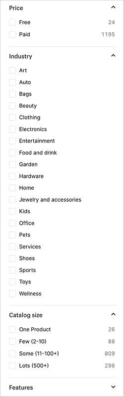 Using theme store filters in Shopify
