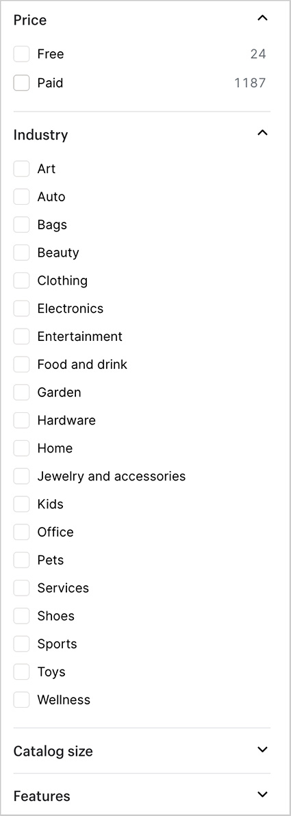 Shopify theme store filters