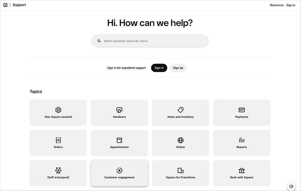 Square's help center.