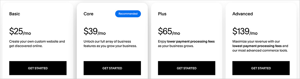 Squarespace pricing plans