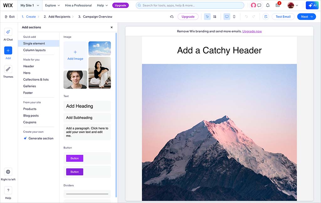 Creating email marketing campaigns in Wix