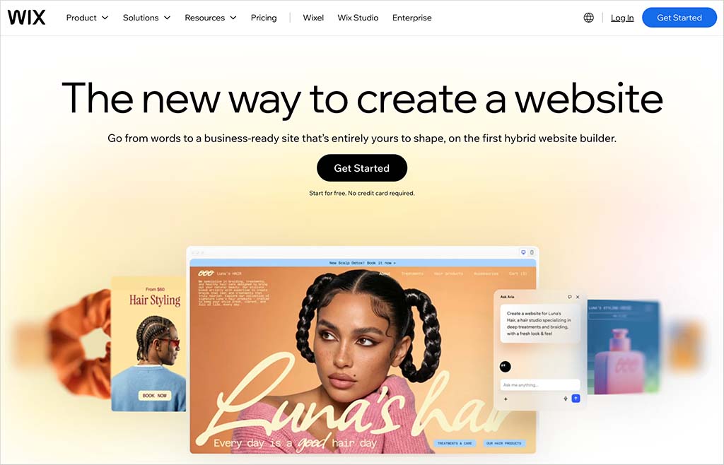 Wix home page