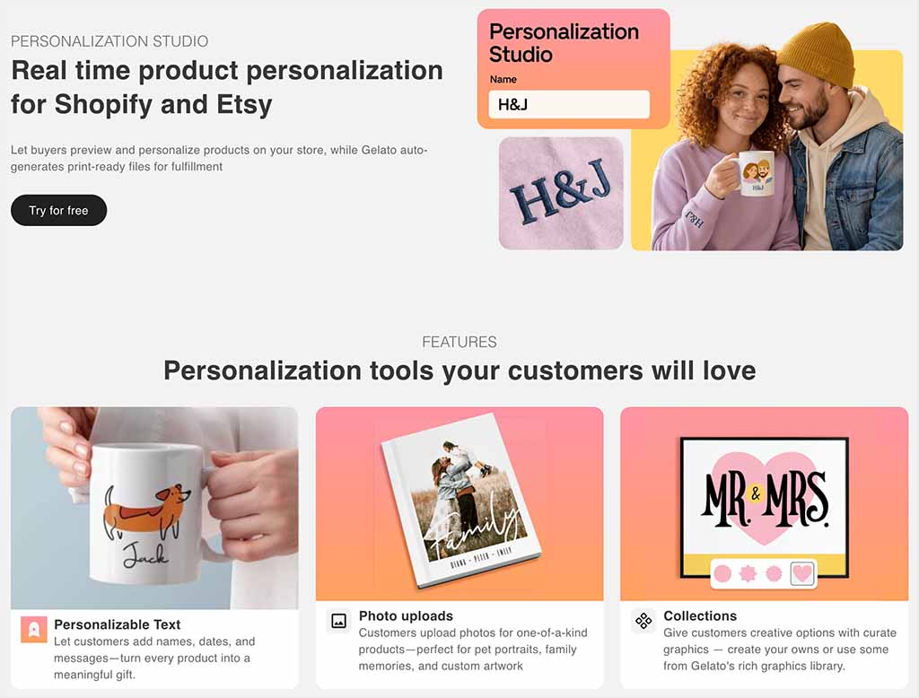 Gelato's 'personalization studio' feature