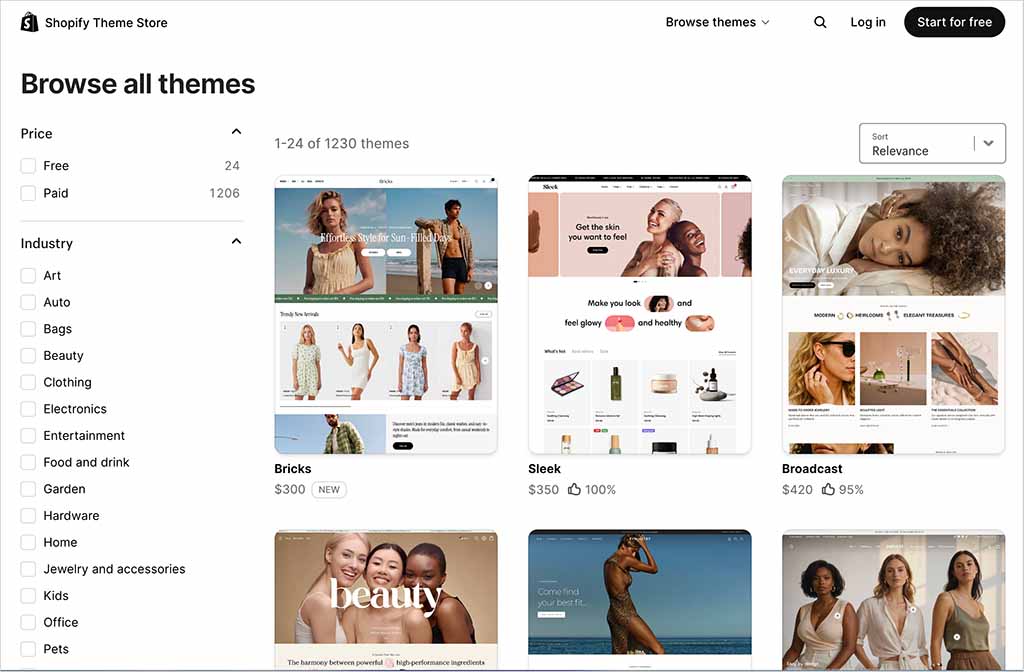 The Shopify theme store.
