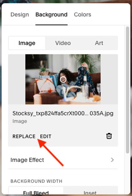 Accessing section background image settings