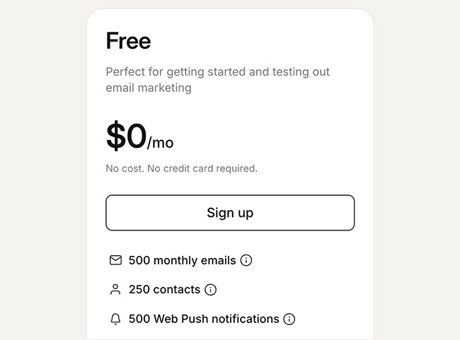Omnisend's free plan