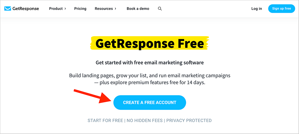 Creating a free GetResponse account