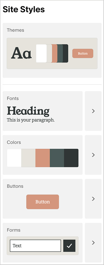 Site styles options